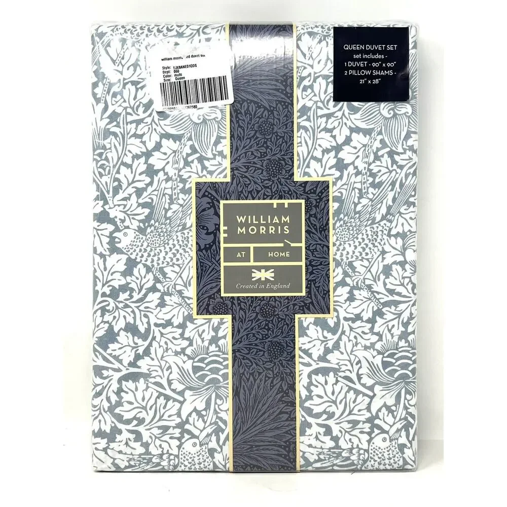 William Morris Bird Anemone Mineral QUEEN Duvet Cover Set Lt Blue NEW IN PACKAGE